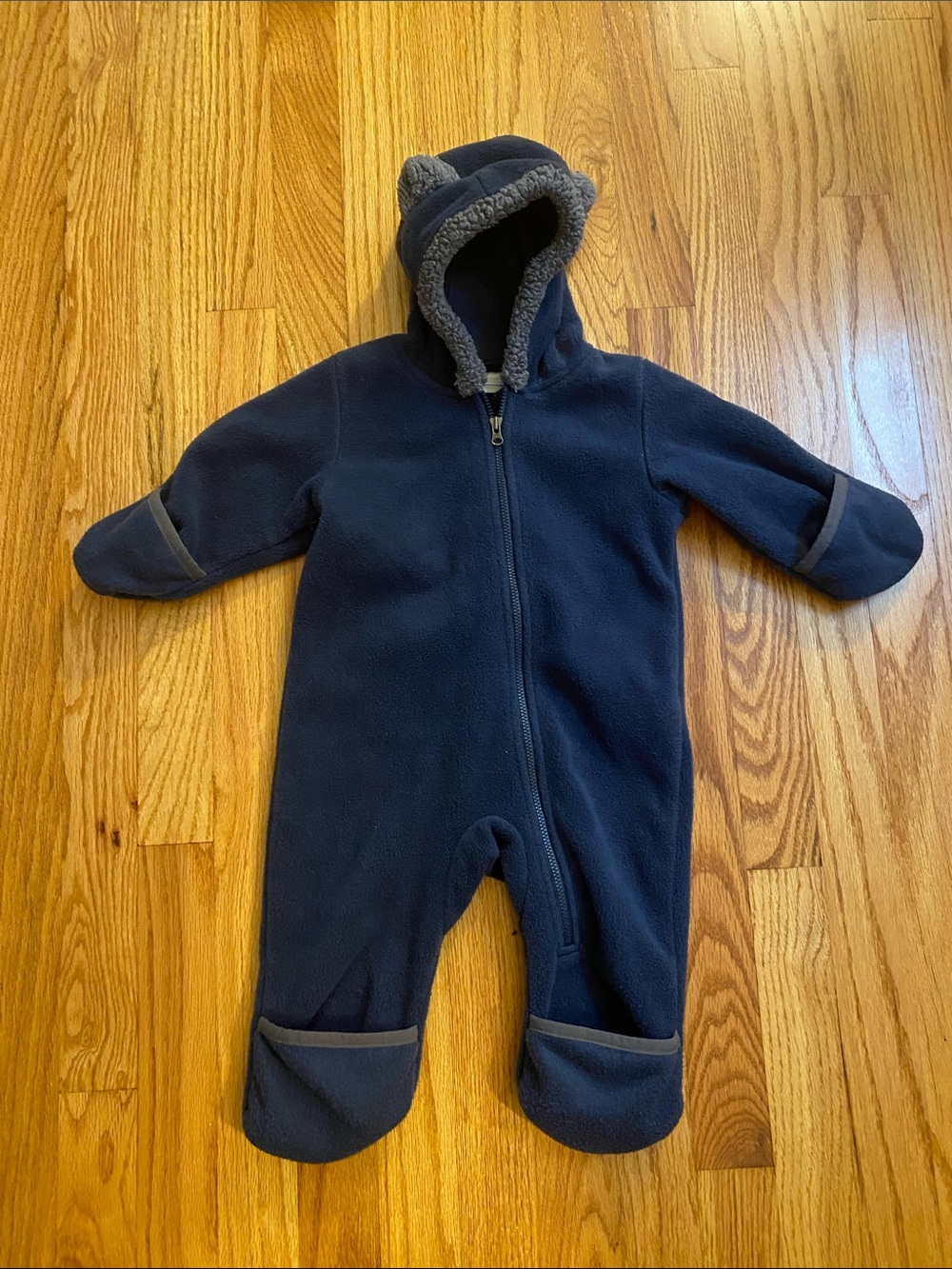 Columbia Navy Fleece Baby One-Piece Hooded Footie